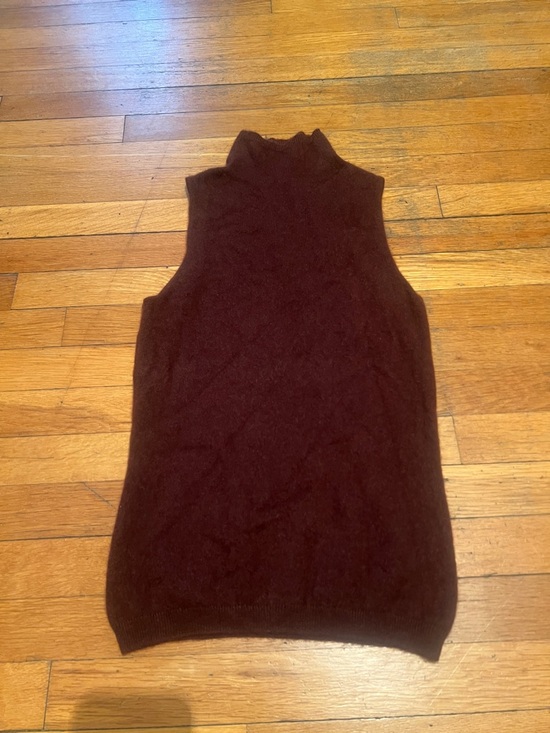 NAADAM Super Fine Cashmere Sleeveless Turtleneck Tank in Plum, Women’s Small - Picture 2 of 12